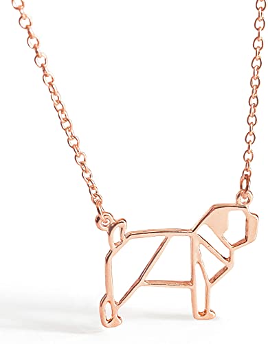 Altitude Boutique Pug Necklace, Dog Pendant Necklace for Women for Girls, Animal Necklace for Dog Lovers Origami Geometric Jewelry Silver, Gold, Rose Gold