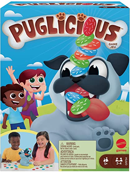 Mattel Puglicious Kids Game, Dog Treat-Stacking Challenge with Hungry Puppy, Gift for Kids 5 Years & Older